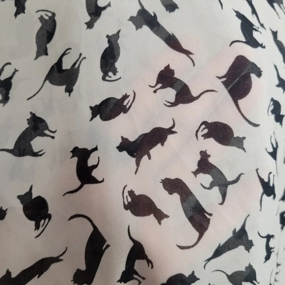 Cat Print Sheer‎ Scarf Cream Black Lightweight crazy cat lady Shawl